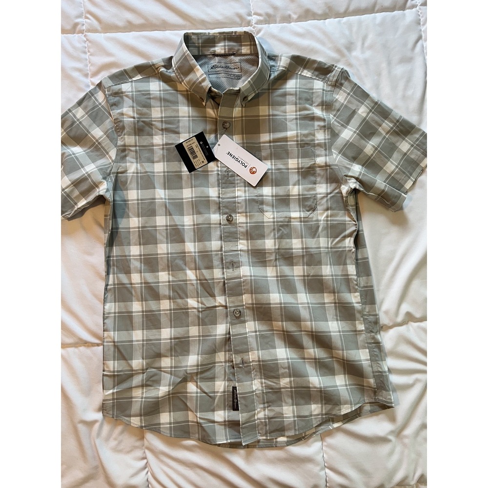 Eddie Bauer Shirt Men Small Plaid Voyager Flex Fishing Button Down (a35)